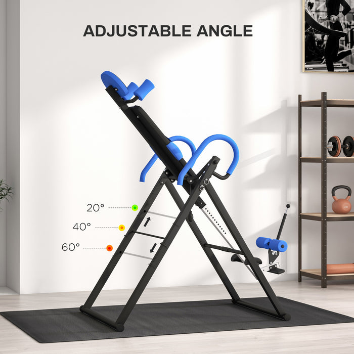 Soozier Adjustable Inversion Table, Folding Inversion Machine with Safety Belt, Waist Pad, 20°/40°/60° Handstand Stretcher Machine for Stress Relief and Fitness