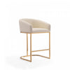 Louvre Mid-Century Modern Metal Upholstered Counter Stool in Cream - Set of 3 | Tabouret de comptoir rembourre en metal style mid-century Louvre, creme - Lot de 3