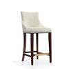 Shubert Modern Wood Upholstered Barstool in Ivory - Set of 3 | Tabouret de bar moderne en bois Shubert avec revetement en ivoire - Lot de 3