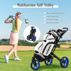 Goplus Folding Golf Push Cart W/scoreboard Adjustable Handle Swivel Wheel Blue