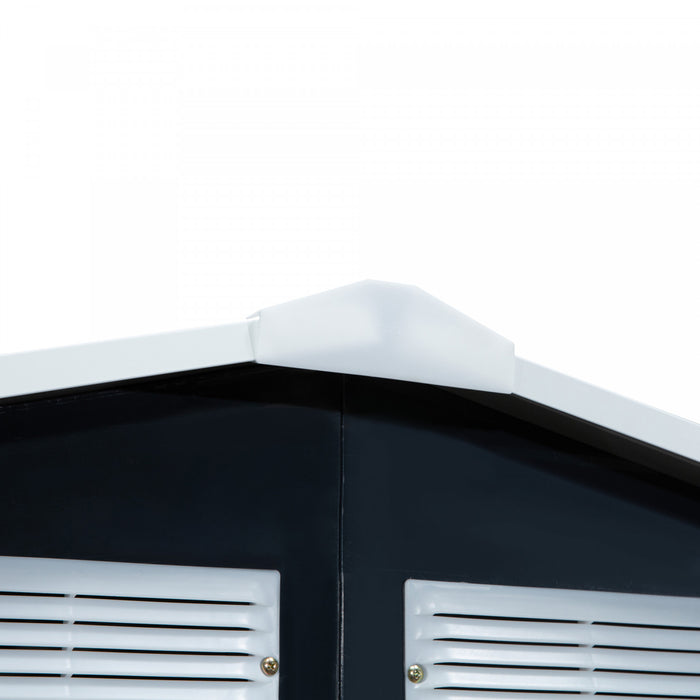 Outsunny 7' X 4' X 6' Garden Storage Shed Outdoor Patio Yard Metal Tool Storage House W/ Steel Floor Foundation And Double Doors Dark Grey