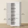 HOMCOM Freestanding 4 Door Kitchen Pantry Cabinet with Shelves White