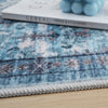 Aqua Green Flora Washable Non-slip Low Pile Area Rug 5'x7' | Tapis Vert Floral Lavable Antiderapant A Poils Ras 5'x7'