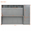 Dennis Engineered Wood Full Murphy Bed With Shelves And Drawers - Grey | Lit Mural Escamotable Dennis En Bois Composite, Taille Double, Avec Etageres Et Tiroirs - Gris