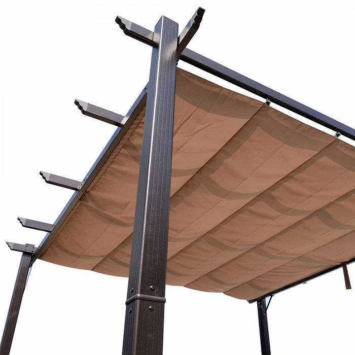 Outsunny 10' X 10' Outdoor Retractable Pergola Canopy, Aluminium Gazebo, Grape Trellis Sunshade Shelter For Backyard, Deck, Garden, Brown Frame
