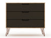 Rockefeller Mid-Century Modern 35" Dresser in Gray (3-Drawer) - Set of 2 | Commode Rockefeller Mid-Century Modern 89 cm en gris (3 tiroirs) – Lot de 2