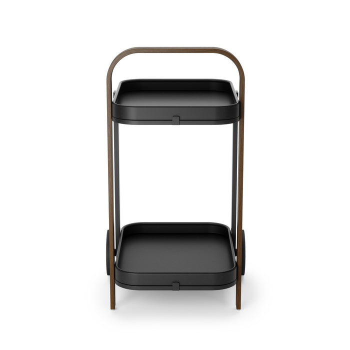 Umbra Modern Bellwood Steel Bar & Storage Cart - Black and Walnut