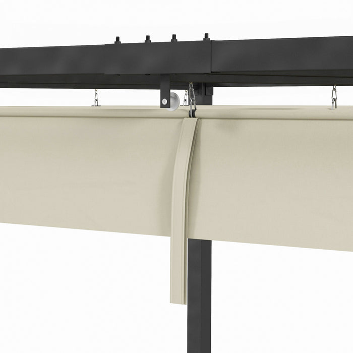 Outsunny 10' X 7' Patio Pergola With Retractable Canopy, Cream White