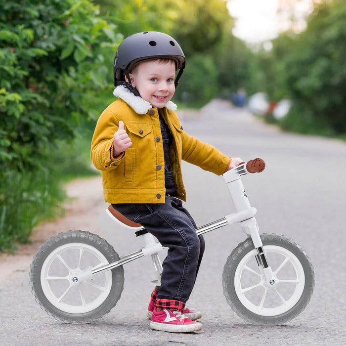 Honeyjoy 12\" Balance Bike 2 Wheels Children's Bicycle With Adjustable Seat White