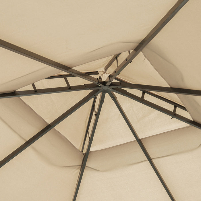 Outsunny 10' X 10' Outdoor Patio Gazebo Shelter Tent W/ Sidewalls, Khaki