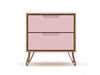 Rockefeller Mid-Century Modern 20" Nightstand in Pink (2-Drawer) - Set of 2 | Table de nuit Rockefeller Mid-Century Modern 20" en rose (2 tiroirs) - Lot de 2