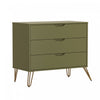 Rockefeller Mid-Century Modern 35" Dresser in Olive Green (3-Drawer) | Commode Rockefeller Mid-Century Modern 89 cm en vert olive (3 tiroirs)