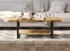 44” Coffee Table With Black Metal Base - Brown Reclaimed Wood | Table à café de 44 po avec base en métal noir - bois recyclé brun
