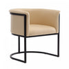 Cosmopolitan Mid-Century Modern Vegan Leather Metal Dining Chair in Tan - Set of 2 | Chaise de salle a manger moderne mi-siecle cosmopolite en cuir vegetalien et metal, couleur beige - Lot de 2
