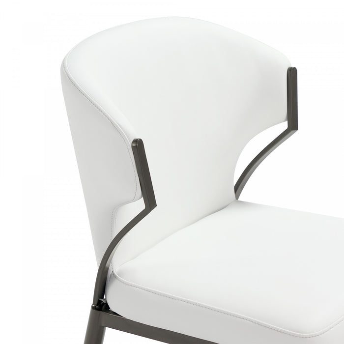 Kirsten Modern Metal Vegan Leather Dining Chair in White - Set of 2 Armoire