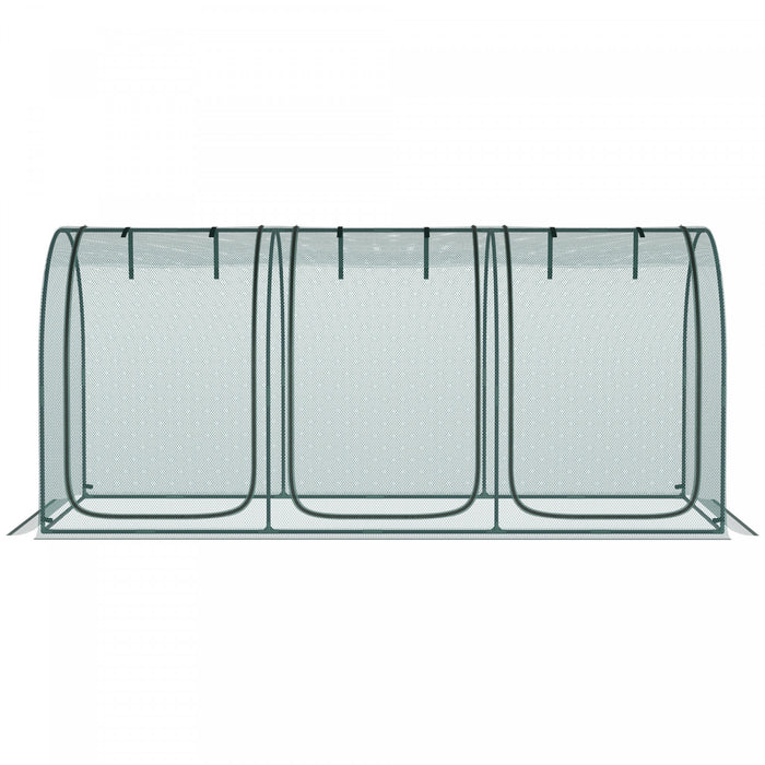 Outsunny 9 X 4ft Crop Cage With 3 Zippered Doors And Ground Stakes Green