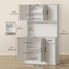HOMCOM 71" Pantry Cabinet, Kitchen Cupboard with Charging Station, White
