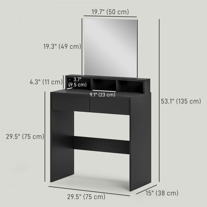 HOMCOM Makeup Vanity Desk with Mirror, Drawers, Black