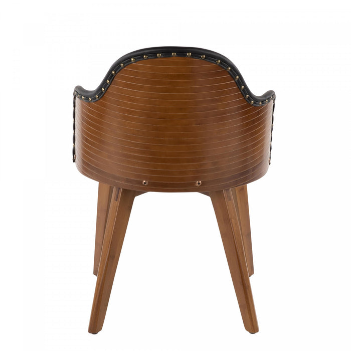 LumiSource Ahoy Faux Leather Mid-Century Dining Chair - Walnut/Black