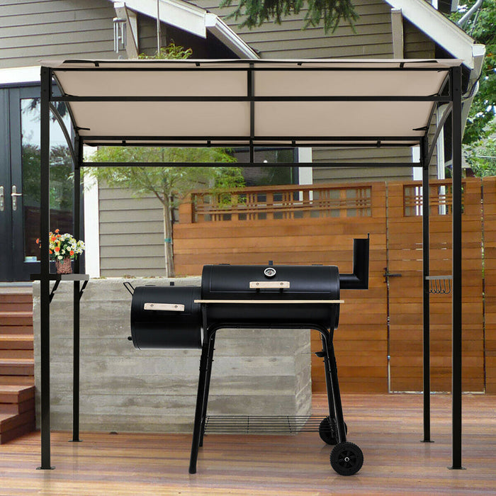 7'x4.5' Grill Gazebo Outdoor Patio Garden Bbq Canopy Shelter Storage Hook Beige