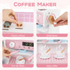 Honeyjoy Kids Kitchen Set Wooden Kitchen Playset With Clock, Microwave, Sink, Dish Rack Pink