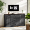 HOMCOM 58" Sideboard Buffet Cabinet with Charging Station Black Wood Grain