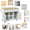 Margery Rubberwood Kitchen Cart With Drop-leaf Countertop And Storage Racks -White | Chariot De Cuisine Margery En Bois De Caoutchouc Avec Plan De Travail Rabattable Et Etageres De Rangement - Blanche