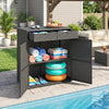 Outsunny Wicker Outdoor Storage Cabinet with 2 Drawers, Shelves, Dark Grey