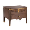 Liam Modern Wave Design Nightstand with 2 Storage Drawers,Brown  | La table de nuit moderne Liam avec design en vague et 2 tiroirs de rangement, couleur marron