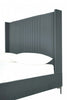Promenade Mid-Century Modern Upholstered Velvet Queen Bed in Gray | Lit Queen Promenade style moderne du milieu du siecle en velours gris capitonne