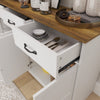 HOMCOM Sideboard Cabinet, Coffee Bar Cabinet with Drawers, Distressed White