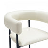 Onda Contemporary Vegan Leather Metal Upholstered Barstool in Ivory | Tabouret de bar contemporain Onda en cuir vegetalien et metal, rembourre, coloris ivoire