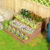 Outsunny 4-Tier Raised Bed, Wooden Planter Box with Liner, Dark Brown