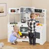 Costway Pretend Play Kitchen For Kids Toddler Aged 3+ Wooden Toy Set With Range Hood White