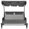 Outsunny Tanning Chair With Sunshade Roof Chaise Lounge Chair, Dark Gray