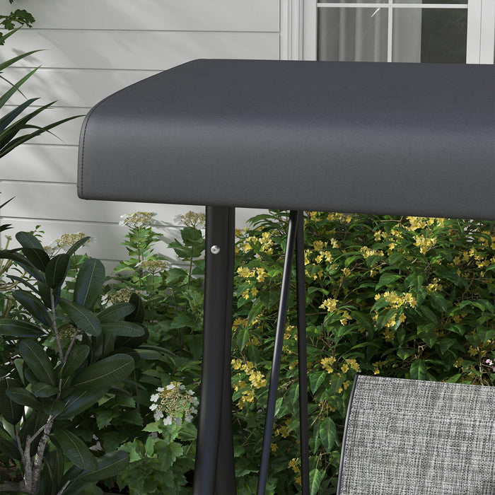 Outsunny 3 Person Outdoor Porch Swing Chair W/ Adjustable Canopy, Black