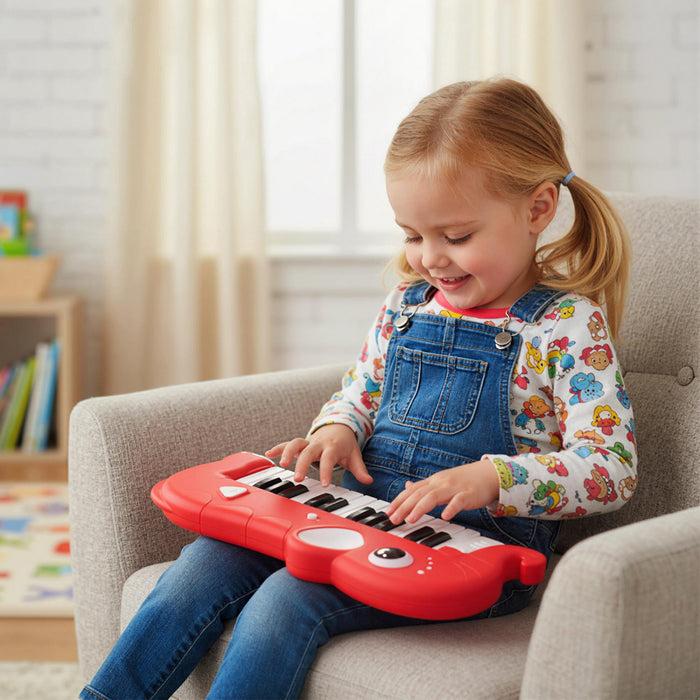 Costway 25-Key Kids Piano Keyboard Elephant Shape Toy Digital Piano with Built-in Music & Light Red
