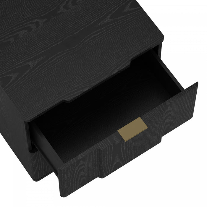 Clive Mid-Century Modern 22\" Nightstand in Black and Gold (2-Drawer)