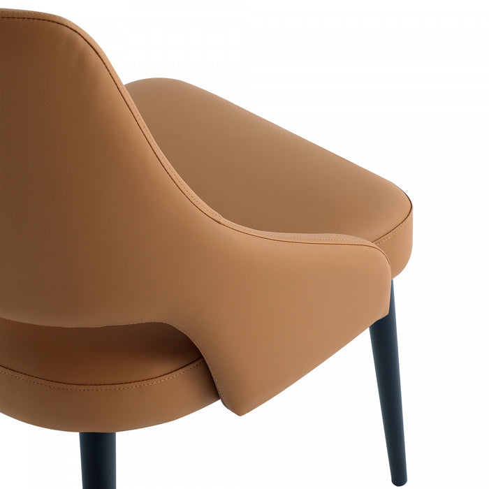 Tremont Modern Metal Vegan Leather Dining Chair in Saddle