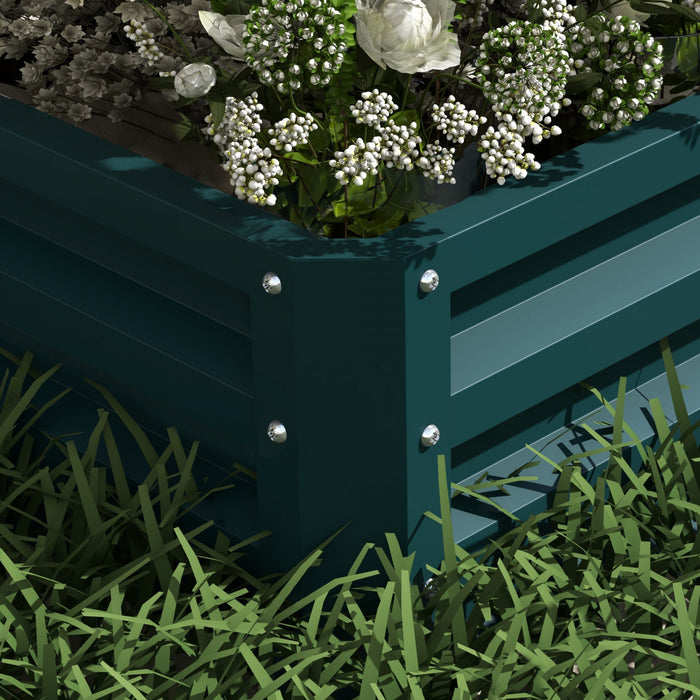 Outsunny 2 Tier Raised Garden Bed Galvanized Steel Planter Box, Green