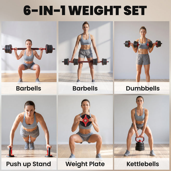 Soozier 66 lb 5-in-1 Adjustable Dumbbell Set with Connector for Home Gym