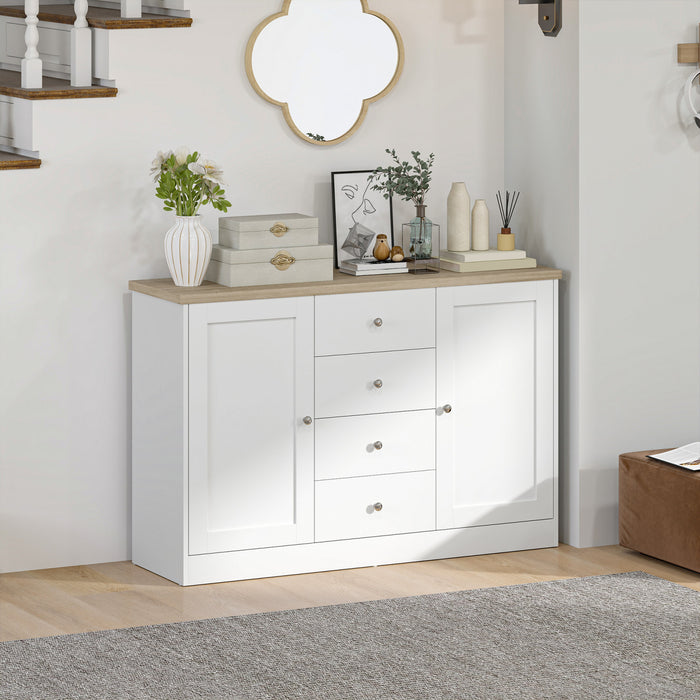 HOMCOM Sideboard Buffet Cabinet, Kitchen Cabinet with Storage, White