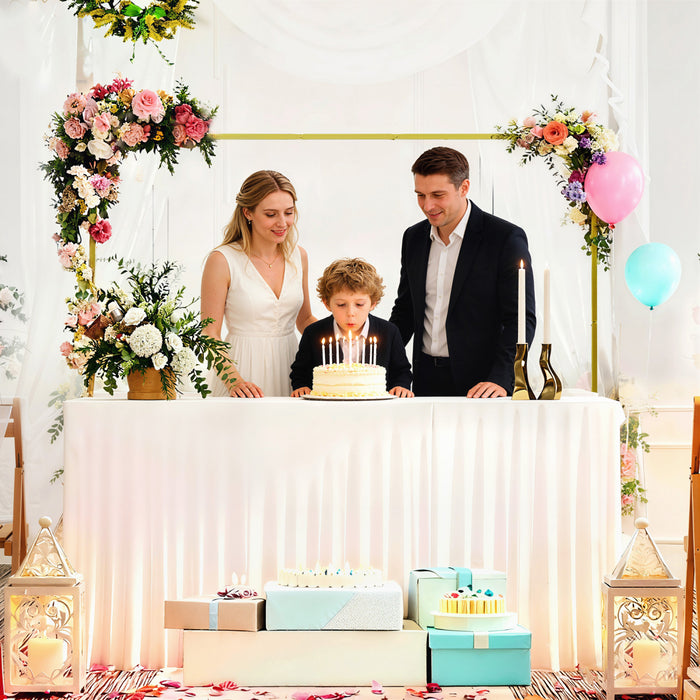 Outsunny Wedding Arch Backdrop Stand, 6.6 FT Square Wedding Arch, Gold