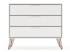 Rockefeller Mid-Century Modern 35" Dresser in Off White (3-Drawer) - Set of 2 | Commode Rockefeller Mid-Century Modern 89 cm en blanc casse (3 tiroirs) - Lot de 2
