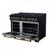 Forno Ambassador 48" Gas Range in Black, 8 Sealed Burners, 6.7 Cu.Ft. Ovens - FFSGS6299-48CPBLK | Cuisiniere a gaz Ambassador de 48 po, noire, 8 bruleurs scelles, fours de 6,7 pi³ – FFSGS6299-48CPBLK