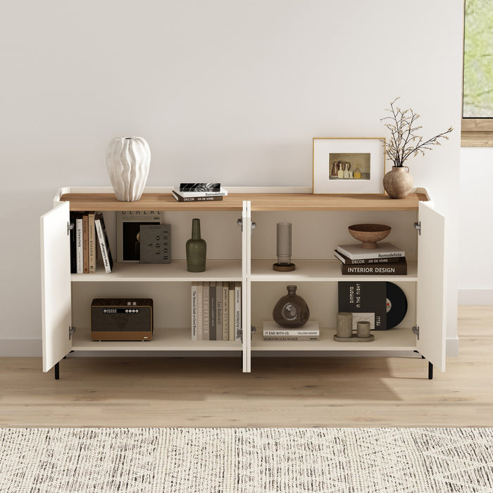 Abbey Modern 67\" Sideboard in Maple and Off White