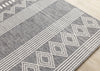 Jackson Grey White Patterned Rows Rug, 6'7" x 9'6" Outdoor Area Rug | Tapis Jackson gris blanc a motifs en rangees, 6'7" x 9'6"