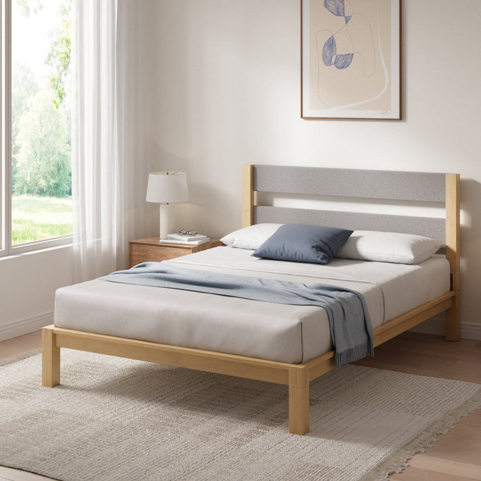 Kumiki Interlocking Bamboo Platform Bed with Headboard - Twin Size