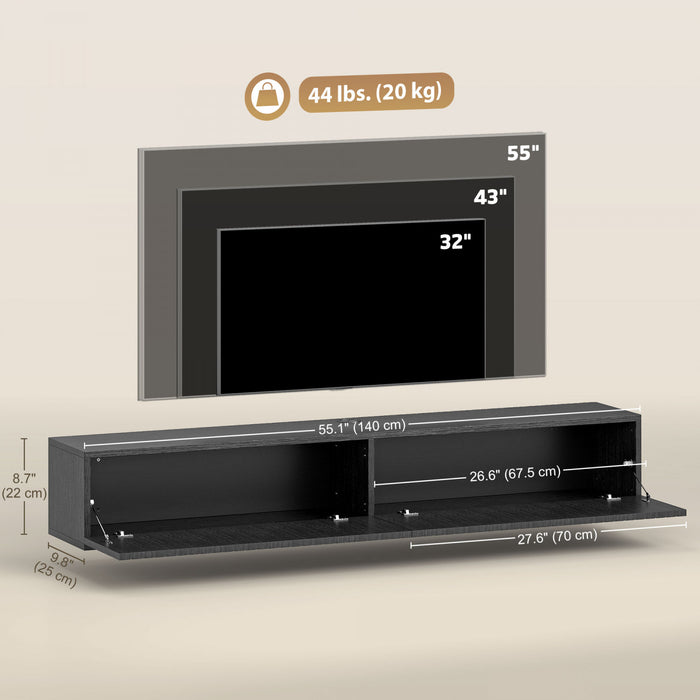 HOMCOM 55\" Floating TV Stand for TVs up to 72 Inch, Black