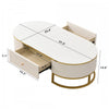 Edison 47.2" Oval Engineered Wood Coffee Table With Storage Drawers - White | Table Basse Ovale Edison De 47,2" En Bois Composite Avec Tiroirs De Rangement - Blanche